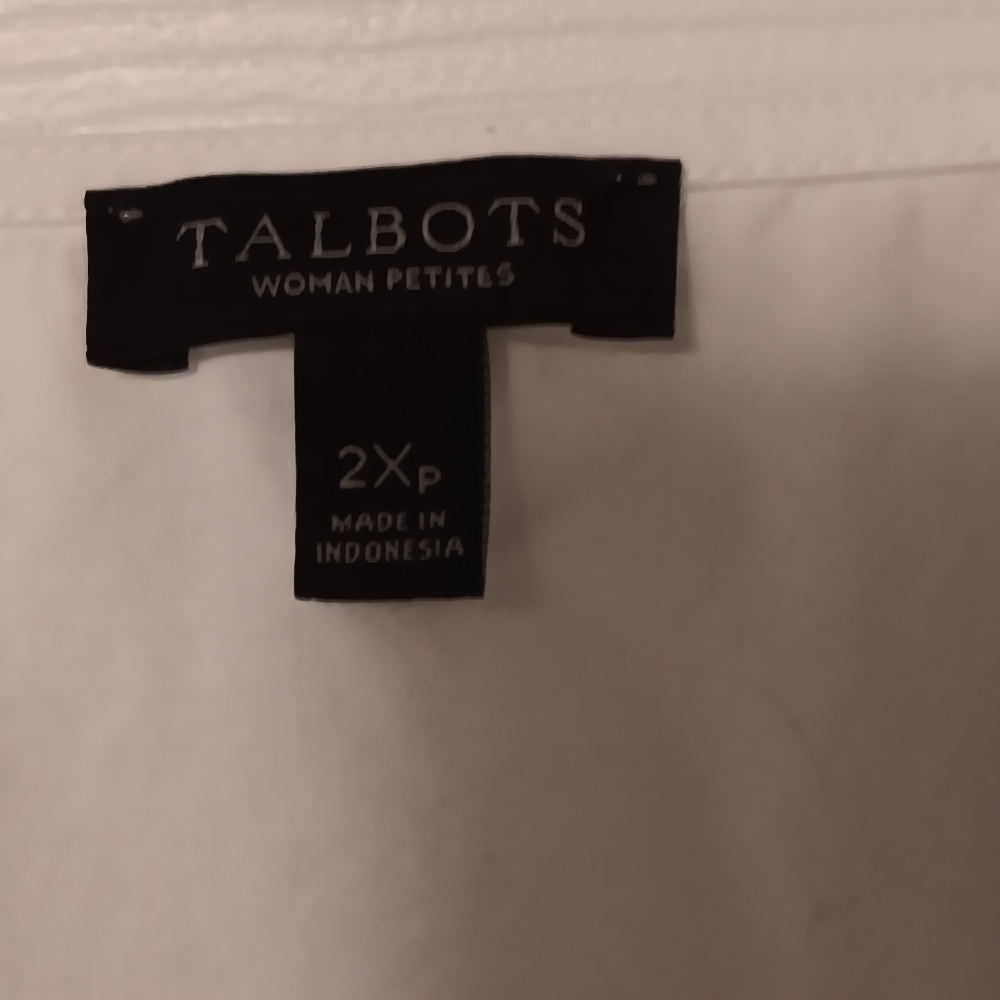 Talbots Crisp White Cotton Top With V-Neck Bow Sleeve & Cutout Lace Hem Coastal - Picture 3 of 9